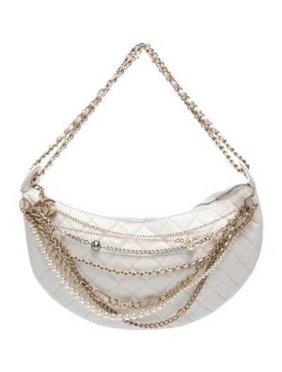 Pre-owned Chanel Paris-new York All About Chains Hobo In White