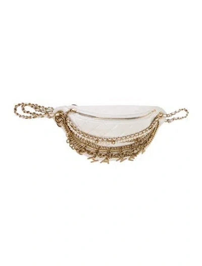 Pre-owned Chanel Paris-new York All About Chains Waist Bag In White