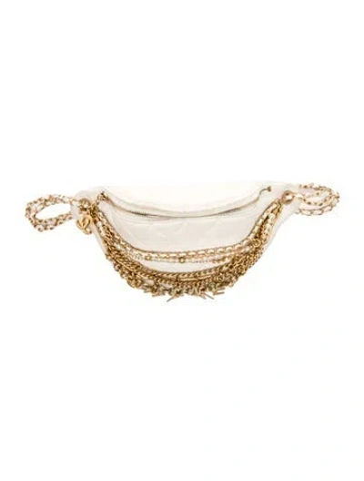 Pre-owned Chanel Paris-new York All About Chains Waist Bag In White