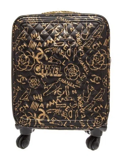Pre-owned Chanel Paris-new York Graffiti Trolley In Black