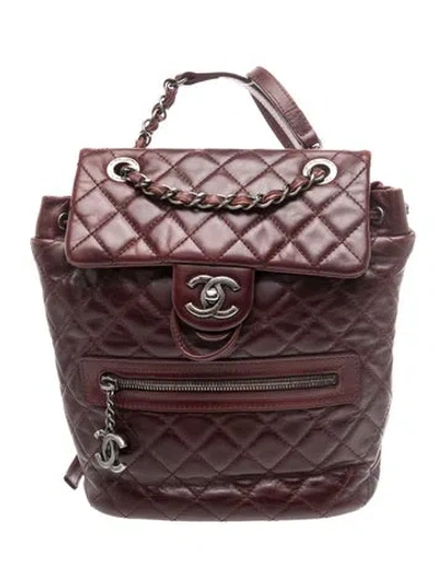 Pre-owned Chanel Paris-salzburg Quilted Small Mountain Backpack In Burgundy