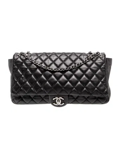 Pre-owned Chanel Paris-shanghai Jumbo Coco Rain Flap Bag In Black