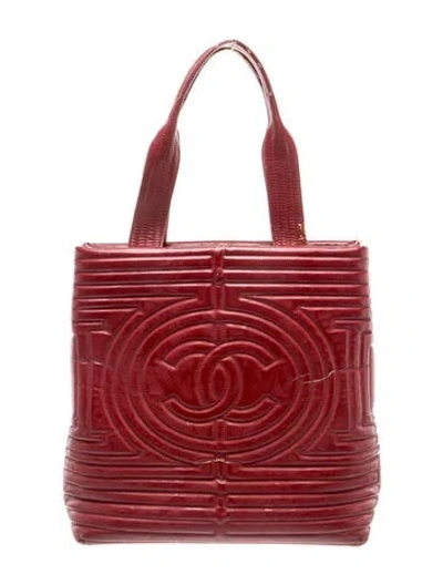 Pre-owned Chanel Paris-shanghai Quilted Vinyl Coco Ming Tote In Red