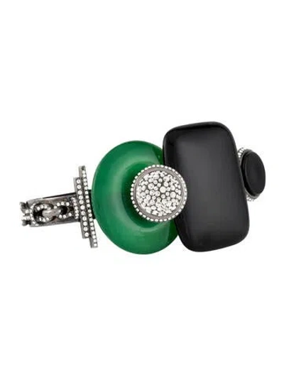 Pre-owned Chanel Paris-shanghai Strass & Resin Knuckle Multi-finger Ring In Multicolor