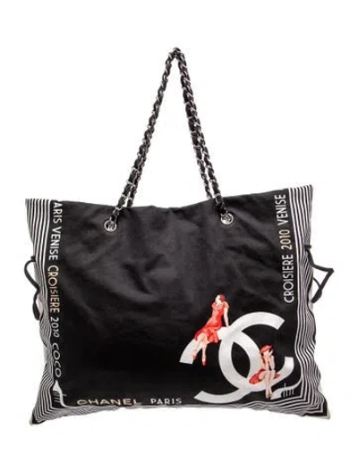 Pre-owned Chanel Paris-venice Bon Bon Tote In Black