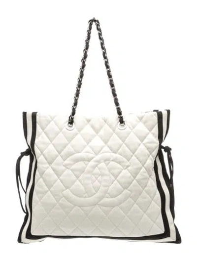 Pre-owned Chanel Paris-venice Tote In White