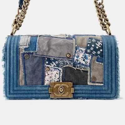 Pre-owned Chanel Patchwork Chainshoulder Bag Blue Denim