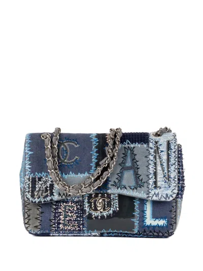 Pre-owned Chanel Patchwork Flap Shoulder Bag In Blue