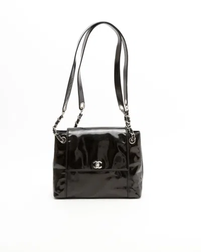 Chanel Patent Cc Chain Bag In Black