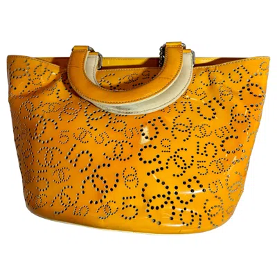 Pre-owned Chanel Patent Cc Perforated Tote Bag , Vintage Orange Beach Bag
