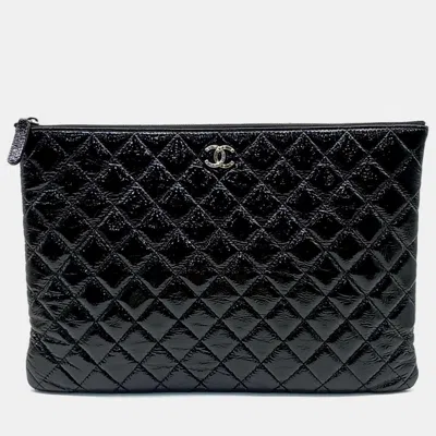 Pre-owned Chanel Patent Clutch In Black