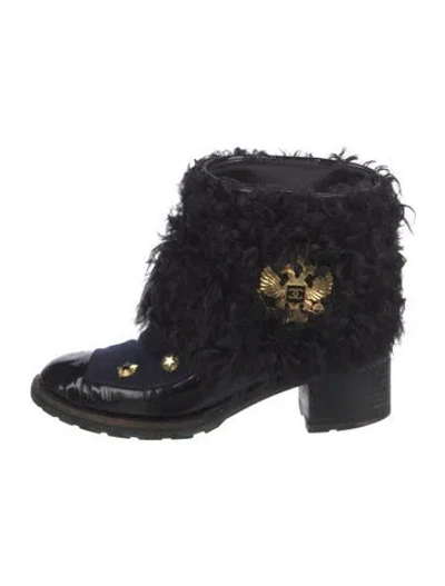 Pre-owned Chanel Patent Leather Boots In Black