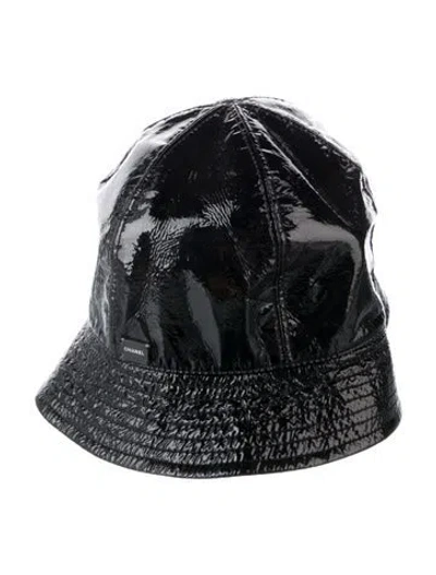 Pre-owned Chanel Patent Leather Bucket Hat In Black