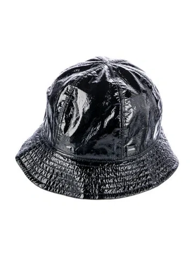 Pre-owned Chanel Patent Leather Bucket Hat In Black
