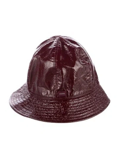 Pre-owned Chanel Patent Leather Bucket Hat In Burgundy