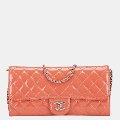 Pre-owned Chanel Coco Mark Brilliant Shoulder Bag Chain Wallet Pink Patent Leather