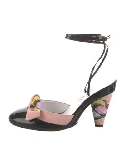 Pre-owned Chanel Patent Leather Colorblock Pattern D'orsay Pumps In Pink