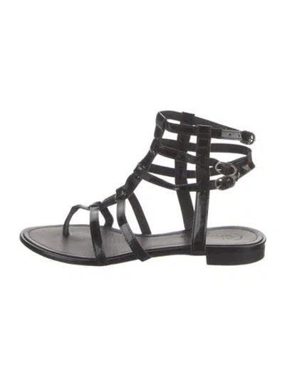 Pre-owned Chanel Patent Leather Gladiator Sandals In Black
