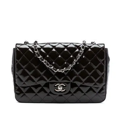 Pre-owned Chanel Patent Leather Jumbo Classic Patent Single Flap In Purple