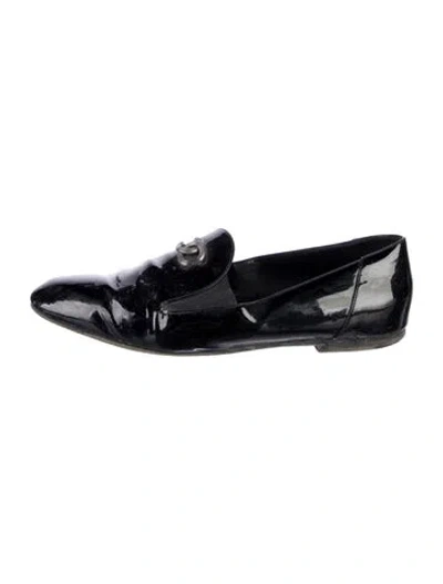 Pre-owned Chanel Patent Leather Loafers In Black