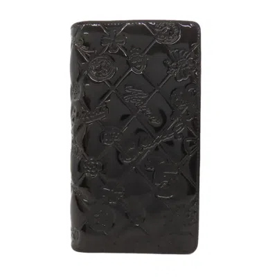 Pre-owned Chanel Patent Leather Long Wallet (bi-fold) () In Black