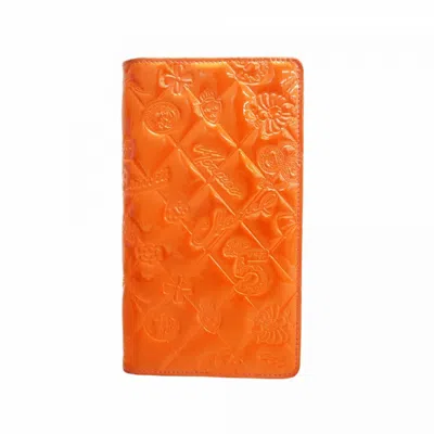 Pre-owned Chanel Patent Leather Long Wallet (bi-fold) () In Orange