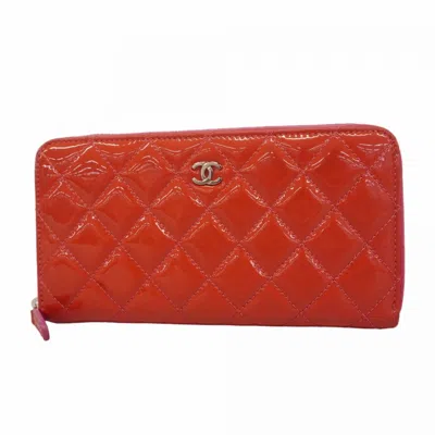 Pre-owned Chanel Patent Leather Long Wallet (bi-fold) () In Pink