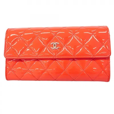 Pre-owned Chanel Patent Leather Long Wallet (bi-fold) () In Pink