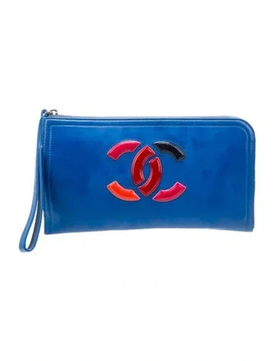 Pre-owned Chanel Patent Lipstick Wristlet Clutch In Multi