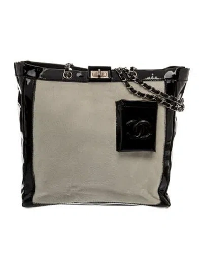 Pre-owned Chanel Patent Pony Hair Tote In Multi