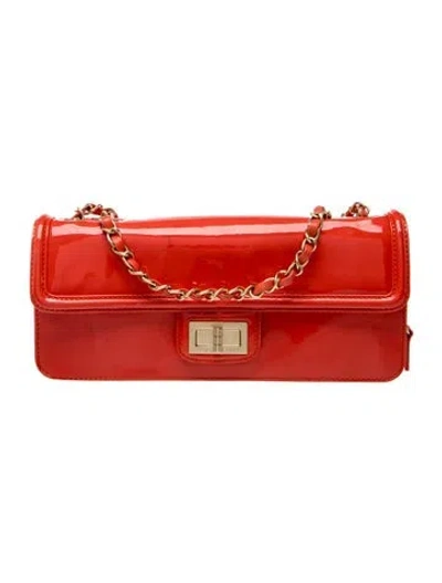 Pre-owned Chanel Patent Reissue Clutch W/ Chain In Orange
