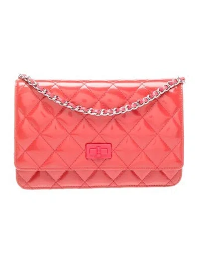 Pre-owned Chanel Patent Reissue Wallet On Chain In Pink