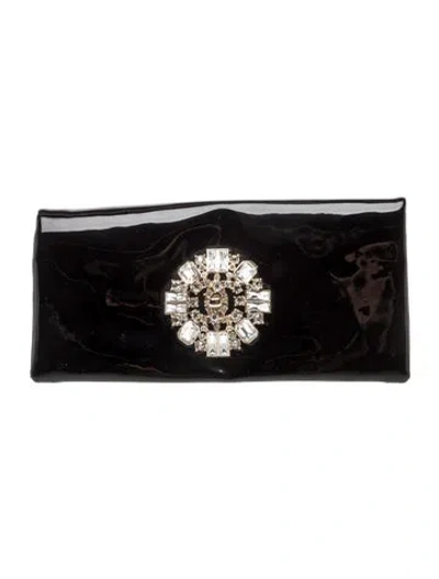 Pre-owned Chanel Patent Strass Cc Clutch In Black