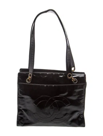 Pre-owned Chanel Patent Timeless Cc Tote In Black