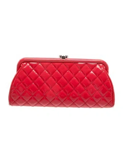 Pre-owned Chanel Patent Timeless Frame Clutch In Pink