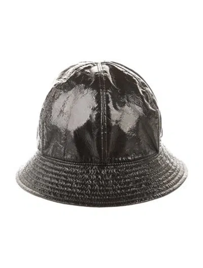 Pre-owned Chanel Patent Vinyl Bucket Hat In Black