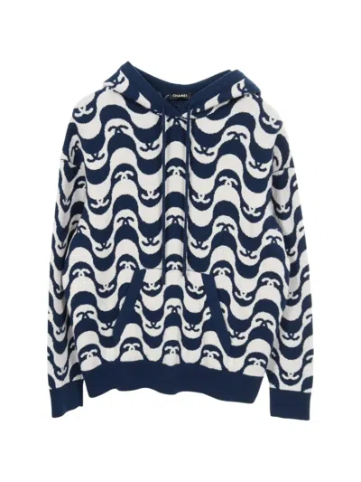 Pre-owned Chanel Pattern Cashmere Hoodie In Blue