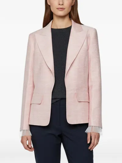 Pre-owned Chanel Peak Lapel Open-front Blazer In Pink