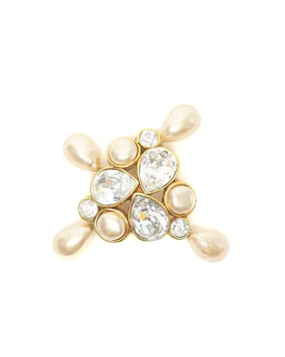Pre-owned Chanel Pearl And Rhinestone Brooch In Multi