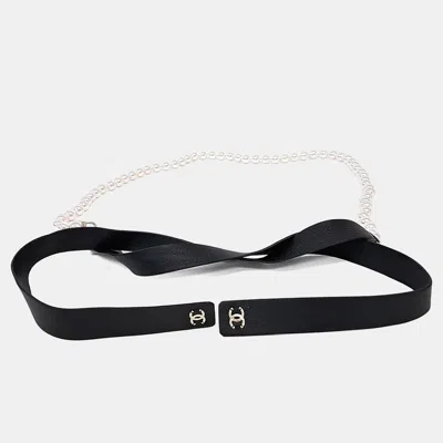 Pre-owned Chanel Pearl Belt In Black