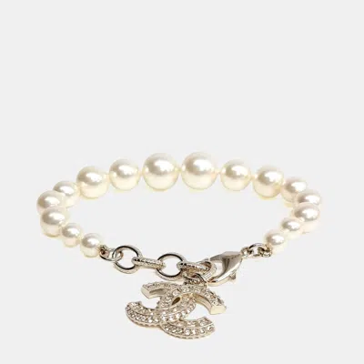 Pre-owned Chanel Pearl Cc Charm Bracelet In Multi
