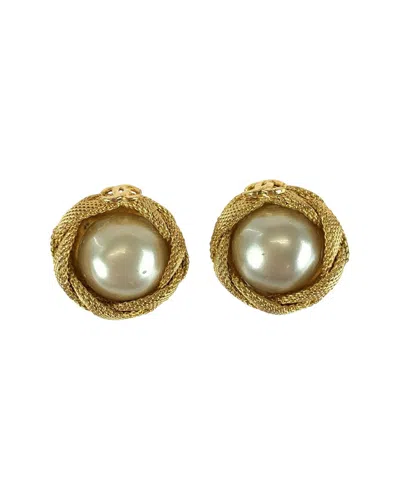 Pre-owned Chanel Pearl Coco Mark Earrings (authentic Pre-loved)