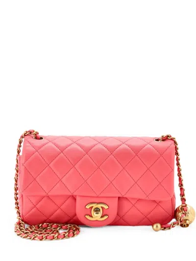 Pre-owned Chanel Pearl Crush Flap Bag Quilted Lambskin Mini Crossbody Bag In Pink