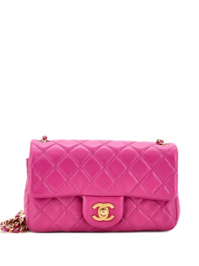 Pre-owned Chanel Pearl Crush Flap Bag Quilted Lambskin Mini Crossbody Bag In Purple