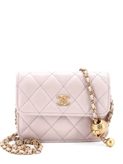 Pre-owned Chanel Pearl Crush Flap Clutch With Chain Quilted Lambskin Mini Crossbody Bag
