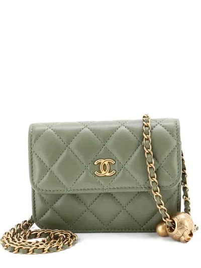 Pre-owned Chanel Pearl Crush Flap Clutch With Chain Quilted Lambskin Mini Crossbody Bag