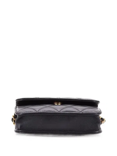 Pre-owned Chanel Pearl Crush Flap Clutch With Chain Quilted Lambskin Mini Crossbody Bag In Black