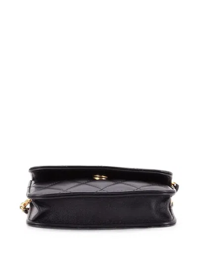 Pre-owned Chanel Pearl Crush Flap Clutch With Chain Quilted Lambskin Mini Crossbody Bag In Black