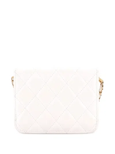 Pre-owned Chanel Pearl Crush Flap Clutch With Chain Quilted Lambskin Mini Crossbody Bag In White