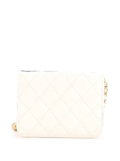 Pre-owned Chanel Pearl Crush Flap Clutch With Chain Quilted Lambskin Mini Crossbody Bag In White